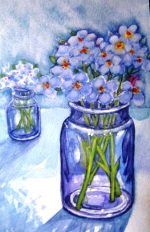 Фиалки Aquarellpapier Aquarell auf Papier Классический натюрморт Blumen- und Fruchtstillleben Ukraine 2024 - Foto 1