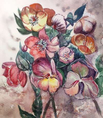 цветочная композиция Papier aquarelle Aquarelle sur papier Акварель Nature morte aux fleurs Украина - Швеция 2024 - photo 1