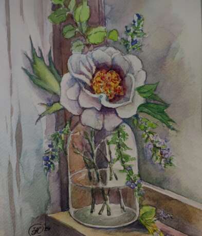 Цветочный натюрморт аварель Watercolor on paper Акварель Flower still life Ukraine 2024 - photo 1