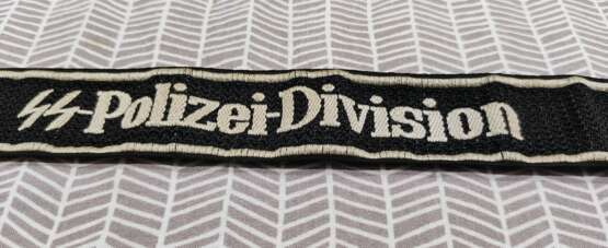 WW2 GERMAN SS PLIZEI DIVIZION CUFF TITLE bawelna jedwab niemcy ww2 german 1939 г. - фото 1