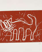 Linocut. André Butzer. Katze