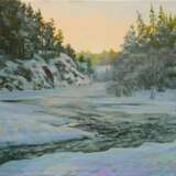 "Быстрина" Canvas on fiberboard Oil painting Realism Winter landscape Russia 2025 - photo 1