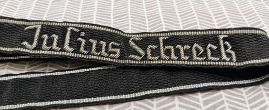 WW2 GERMAN SS JULIUS SCHRECK CUFF TITLE Cotton Germany ww2 german 1939 - photo 4