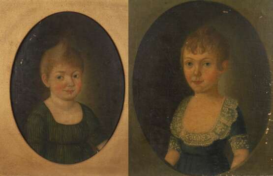 Paar Kinderportraits Biedermeier - Foto 1