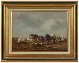 Léon Georges CALVES (1848-1923).
Chevaux aux ch…