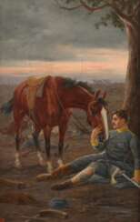 Rudolf Kratky, zugeschrieben, Verwundeter Soldat mit Pferd
