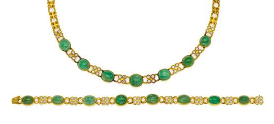Smaragd-Diamant-Set: Collier und Armband. - photo 1