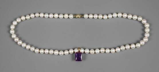 Perlenkette mit Amethystanhänger - Foto 1