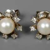 Paar Ohrstecker mit Perlen und Diamanten - Foto 1