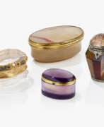 Boxes and Cases. Three tins and a Brulede perfume