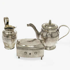 3 pieces silver, jug, lidded jug, milk jug