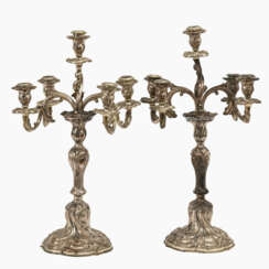 A pair of five-light candelabras