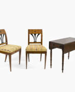 Furniture. A pair of chairs and a Pembroke table