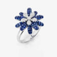 A floral cocktail ring decorated with blue sapphires and brilliant-cut diamonds - Now at the auction