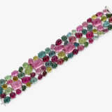 An expressive wide bracelet set with very fine multi-coloured tourmalines (rubellite, verdelite, indigolite) - photo 2