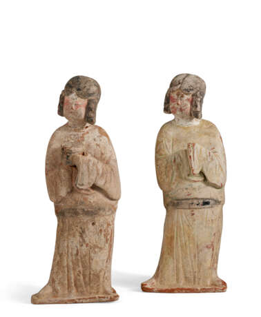 A PAIR OF PAINTED POTTERY LADIES - photo 1