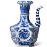A BLUE AND WHITE FACETED EWER - photo 1