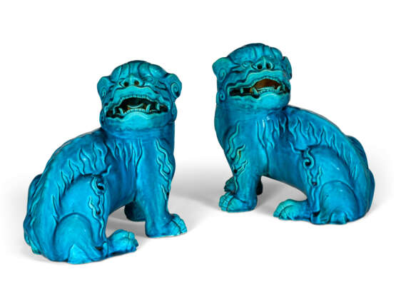 A PAIR OF TURQUOISE-GLAZED FIGURES OF QILIN - photo 1