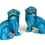 A PAIR OF TURQUOISE-GLAZED FIGURES OF QILIN - photo 1