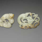 TWO WHITE AND RUSSET JADE OPENWORK 'ANIMAL' CARVINGS - photo 1