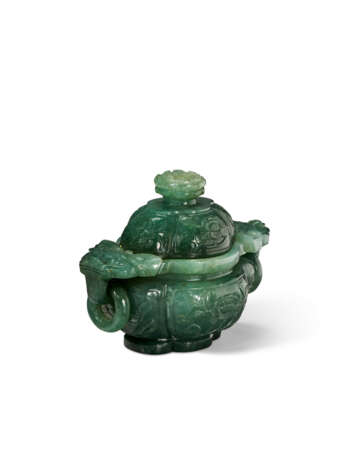A GREYISH-GREEN JADEITE CENSER AND COVER - photo 3