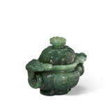 A GREYISH-GREEN JADEITE CENSER AND COVER - photo 3