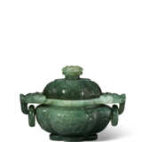 A GREYISH-GREEN JADEITE CENSER AND COVER - photo 4
