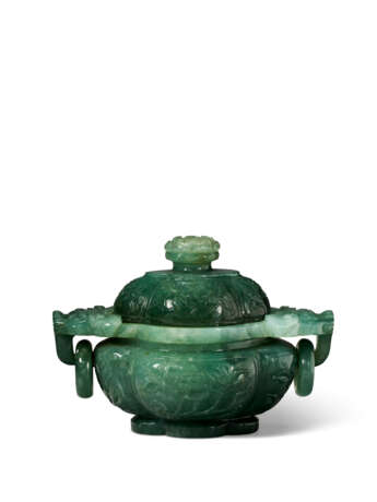 A GREYISH-GREEN JADEITE CENSER AND COVER - photo 4