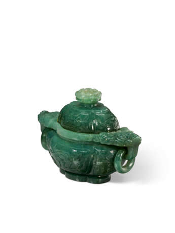 A GREYISH-GREEN JADEITE CENSER AND COVER - photo 5