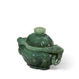 A GREYISH-GREEN JADEITE CENSER AND COVER - photo 5