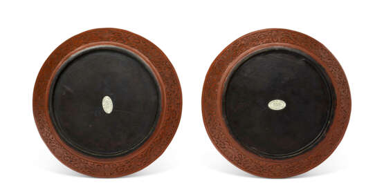 A PAIR OF CARVED RED LACQUER ‘PHOENIX’ DISHES - photo 2