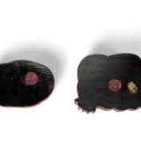 TWO CARVED RED, GREEN AND OCHER LACQUER FRUIT-SHAPED BOXES AND COVERS - photo 5