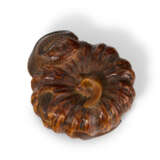 A WOOD CARVED NETSUKE OF SNAKE EMERGING FROM A PUMPKIN - фото 4