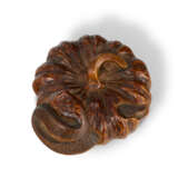 A WOOD CARVED NETSUKE OF SNAKE EMERGING FROM A PUMPKIN - фото 6