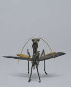 Gold. A SILVER AND GOLD ARTICULATED SCULPTURE OF PRAYING MANTIS