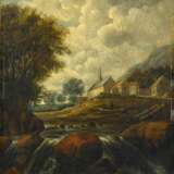 Ruisdael, Jakob Isaackszoon van. Landschaft mit Wasserfall und Kirche. - Foto 1