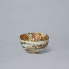 A SATSUMA BOWL WITH CHERRY BLOSSOM VIEWING SCENE