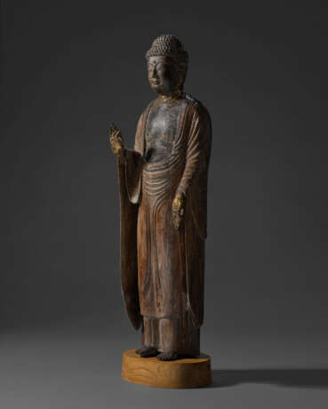 A CARVED WOOD SCULPTURE OF AMITABHA (AMIDA NYORAI) - Foto 6