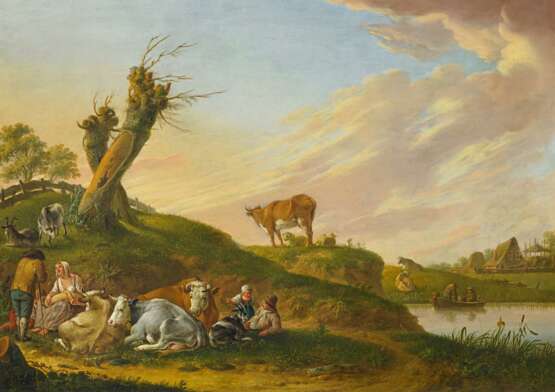 Schweickhardt, Heinrich Wilhelm. Hirten mit ihrem Vieh unter Kopfweiden. - фото 1
