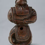 A CARVED WOOD NETSUKE OF A BUGAKU DANCER OF KING LANLING (RANRYO-O) - photo 3