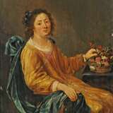 Niederländischer Meister. Portrait einer sitzenden Dame mit Blumenkorb. - Foto 1