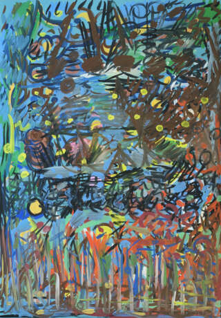 "Блуждающие огоньки" Papier Gouache Expressionnisme abstrait Peinture de paysage Russie 2024 - photo 1