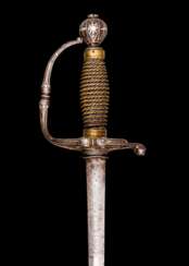 Degen mit Silber verziertem Eisengefäß um 1720.