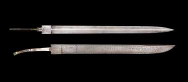 Zwei Damastklingen für Dolch und Hirschfänger mit Berliner Hersteller um 1890.