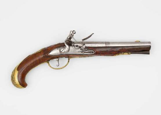 Steinschlosspistole von Christoph Ruecher aus Kronach um 1730. - Foto 1