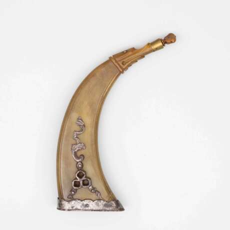 Pulverflasche mit Radschloss-Schlüssel, deutsch oder Österreich um 1700. - Foto 1