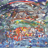 "Холодная вода" Paper Gouache Abstract Expressionism Landscape painting Russia 2024 - photo 1