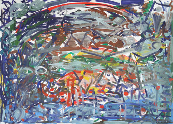 "Холодная вода" Paper Gouache Abstract Expressionism Landscape painting Russia 2024 - photo 1