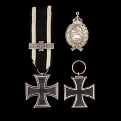 Preussen, Eisernes Kreuz 1914 2. Klasse mit Wiederholungsspange 1870 und zwei Ehrenzeichen.