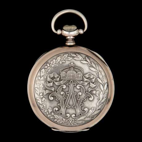 Preussen, Silberne Geschenk-Taschenuhr Kaiser Wilhelm II. mit Widmung 1914. - photo 1